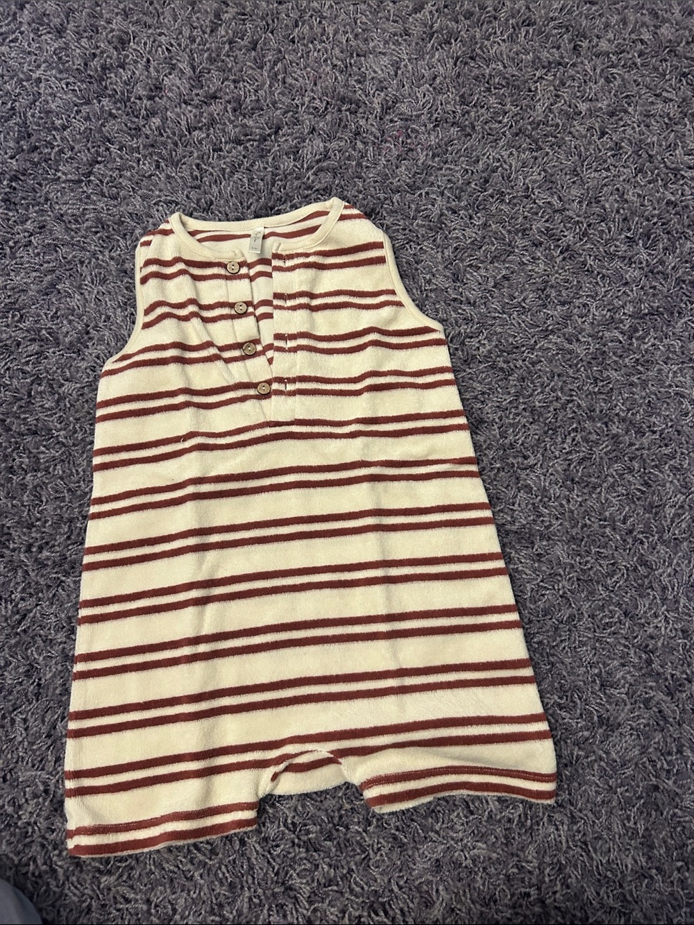 Rylee + Cru kids Striped Sleeveless Romper in Cream and Rust size 2T